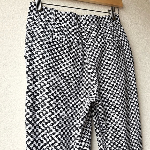 Betabrand Catstooth Chino Herringbone Pants High Waist Black White Cat Sz SL - Picture 11 of 16